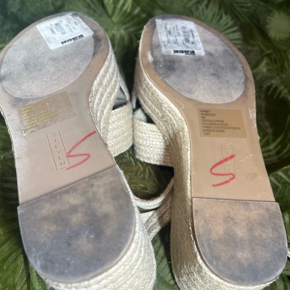 Steven New York Ramey Espadrille Raffia Platform Wedge Sandals Size 9 - Picture 9 of 15
